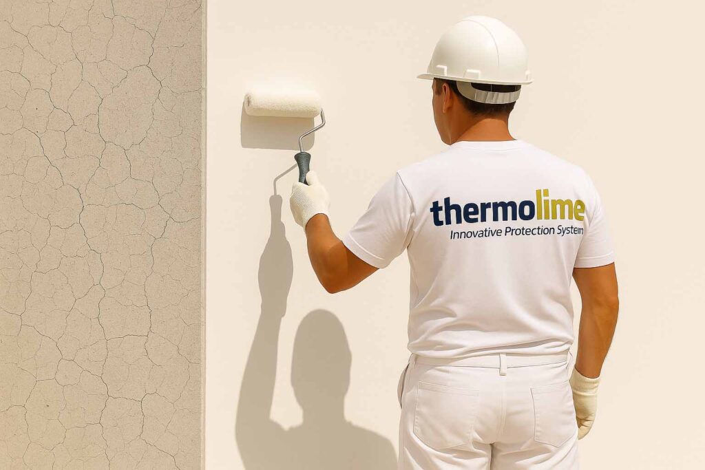 Aplicación de Thermolime Revestimiento Anti-Fisuras